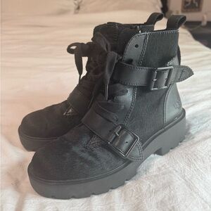 UGG Black Zorrah calf hair Leather Ankle Boots only worn a handful of times